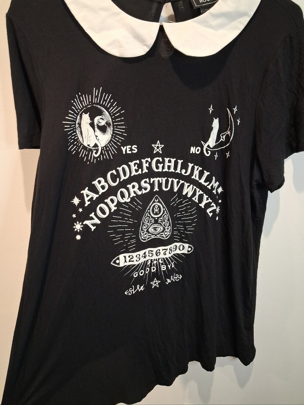 Hot Topic Size XL Ouiji Board Witchy Graphic Tshirt Peter Pan Collar - Picture 2 of 7